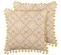 Beliani Set of 2 Decorative Cushions LYCROIS Cotton 45 x 45 cm Yellow Floral Pattern, Yellow