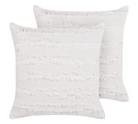 Beliani Set of 2 Decorative Cushions MAKNEH Cotton 45 x 45 cm White Solid, White