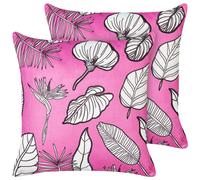 Set of 2 Decorative Cushions MALVA Velvet 45 x 45 cm Pink Floral Pattern