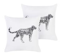Set of 2 Decorative Cushions MARULA Cotton 45 x 45 cm White Animal Pattern