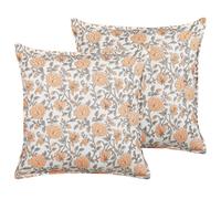 Beliani Set of 2 Decorative Cushions MEADIA Cotton 45 x 45 cm Red Floral Pattern, Multi
