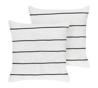 Set of 2 Decorative Cushions MILAS Linen 50 x 50 cm Black/ White Striped