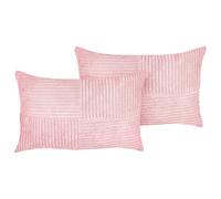 Beliani Set of 2 Decorative Cushions MILLET Corduroy 30 x 50 cm Pink Geometric Pattern, Pink