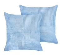 Beliani Set of 2 Decorative Cushions MILLET Corduroy 43 x 43 cm Blue Geometric Pattern, Blue