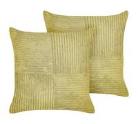Set of 2 Decorative Cushions MILLET Corduroy 43 x 43 cm Olive Green Geometric Pattern