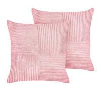 Beliani Set of 2 Decorative Cushions MILLET Corduroy 43 x 43 cm Pink Geometric Pattern, Pink