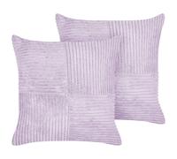 Beliani Set of 2 Decorative Cushions MILLET Corduroy 43 x 43 cm Violet Geometric Pattern, Purple
