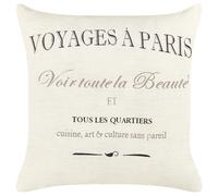 Beliani Set of 2 Decorative Cushions MINDALA Linen 50 x 50 cm Off-White Text, White