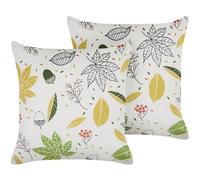 Set of 2 Decorative Cushions MULLEIN Velvet 45 x 45 cm Multicolour Plant Pattern
