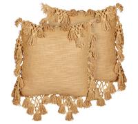 Beliani Set of 2 Decorative Cushions OLEARIA Cotton 45 x 45 cm Sand Beige Solid, Cream