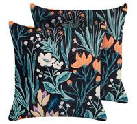 Set of 2 Decorative Cushions OSMUNDA Velvet 45 x 45 cm Black Floral Pattern