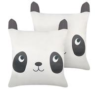 Set of 2 Decorative Cushions PANDAPAW Cotton 45 x 45 cm White