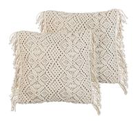 Set of 2 Decorative Cushions PATTAN Cotton 45 x 45 cm Beige Geometric Pattern