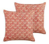 Set of 2 Decorative Cushions RHUS 45 x 45 cm Cotton Red Geometric Pattern