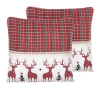 Beliani Set of 2 Decorative Cushions ROBBIE 45 x 45 cm Red Christmas Motif, Red