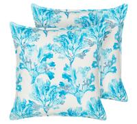 Set of 2 Decorative Cushions ROCKWEED 45 x 45 cm Cotton Blue Floral Pattern