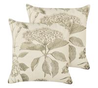 Beliani Set of 2 Decorative Cushions ROSEMARY Cotton 45 x 45 cm Olive Green Floral Pattern