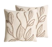 Set of 2 Decorative Cushions SAVINA Cotton 45 x 45 cm White Floral Pattern