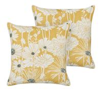 Beliani Set of 2 Decorative Cushions SCIRPUS Cotton 45 x 45 cm Yellow Floral Pattern, Yellow