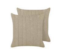 Set of 2 Decorative Cushions SENECIO Cotton 45 x 45 cm Beige Geometric Pattern