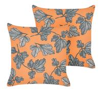 Set of 2 Decorative Cushions SPIREA 45 x 45 cm Orange Black Plant Pattern