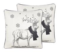 Set of 2 Decorative Cushions SVEN 45 x 45 cm Black Christmas Motif