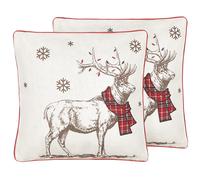 Set of 2 Decorative Cushions SVEN 45 x 45 cm Red Christmas Motif