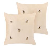 Set of 2 Decorative Cushions TALINUM Velvet 45 x 45 cm Beige Animal Pattern