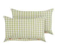 Set of 2 Decorative Cushions TALYA 40 x 60 cm Olive Green Checked