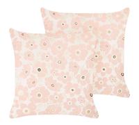 Set of 2 Decorative Cushions TRITELEIA Velvet 45 x 45 cm Pink Floral Pattern