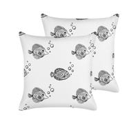 Set of 2 Decorative Cushions TWEEDIA 45 x 45 cm Cotton White
