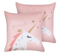 Set of 2 Decorative Cushions UNIOLA Velvet 45 x 45 cm Pink