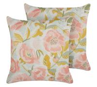Beliani Set of 2 Decorative Cushions ZAHRIYE 45 x 45 cm Pink Floral Pattern, Pink