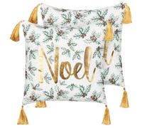 Set of 2 Decorative Cushions ZAMIA Cotton 45 x 45 cm White Christmas Motif