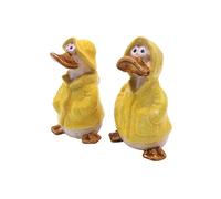 Set of 2 decorative figures, garden decoration, rain ducks, duck figures, garden figure, duck, pond figure duck in yellow with raincoat and hat, set of 2, size of a garden figure, L/W/H 6 x 6 x 11 cm.