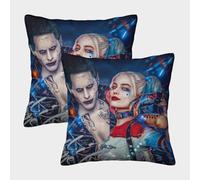 Set of 2 Decorative Joker Cushion Covers for Sofa, Couch & Bed - Polyester Linen Throw Pillow Cases Harley Quinn - Durable, Washable & Fade-Resistant Accent Covers 50x50cm