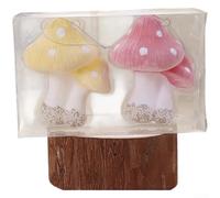 Set of 2 Decorative Mushroom Ornaments with Realistic Design and Sparkling Gold Highlights, Suitable for Holiday Tree or Tabletop Display, Made from Long Lasting Plastic Material (A)