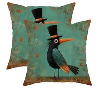 Set of 2 Decorative Pillow Covers, Turquoise Bird Design, Seasonal Home Decor for Couch Sofa Bed, Fanciful Style, Perfect for Living Room 24x24 Inch