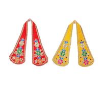 Set of 2 Decorative Puja Cloth Chunari, Pooja Chunar Ganesh Dupatta Pooja Items Articles for Indian Traditional Festival Decoration for Statue Frame Idol Temple (Size: 9 Inches x 3 Inches) (Red