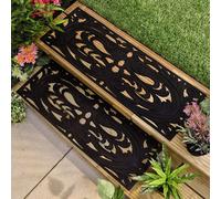 Set of 2 Decorative Rubber Step Mats - 75 x 25cm Wrought Iron Effect Indoor or Outdoor Weather Resistant Practical Non Slip Mats - Ideal For Use as Pathway Stepping Stones, Step Treads & Doormats