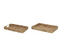 Set of 2 Water Hyacinth Decorative Trays Light KONTUM