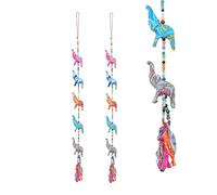 Set Of 2 Designer Door Hanging Colorful Decorative 5 Fabric Elepant String for Indian Traditional Festival Decoration Indoor Wall Temple Bedroom Home Party Decor Gifting Ideas(Size:-30")