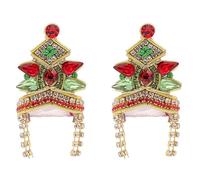Set of 2 Designer Ladoo gopal Mukut for Laddu Gopal Devi Maa Radha Krishna Ganesha Indian Traditional God Goddess Sringar Set Deities jewelry for God Idol Statue Janmashtami(Idol Size:-1)(Red,Green)