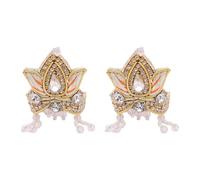 Set of 2 Designer Ladoo gopal Mukut for Laddu Gopal Devi Maa Radha Krishna Ganesha Indian Traditional God Goddess Sringar Set Deities jewelry for God Idol Statue Janmashtami(Idol Size:-2)(White)