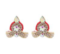Set of 2 Designer Ladoo gopal Mukut for Laddu Gopal Devi Maa Radha Krishna Ganesha Indian Traditional God Goddess Sringar Set Deities jewelry for God Idol Statue Janmashtami(Idol Size:-0)(Red,White)