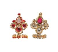 Set of 2 Designer Mukut for Laddu Gopal Devi Maa Radha Krishna Ganesha Indian Traditional Diwali Decorations FestivalGod Goddess Sringar Set Deities jewelry God Idol Statue (Idol Size:-0)(Multicolor)