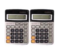 Set of 2 - Desktop Calculator Dual Powered 8 Digit Display Simple Calculator With Auto Power Off Button Midi Pocket Calculators Battery & Solar Powered For Office Home School Business