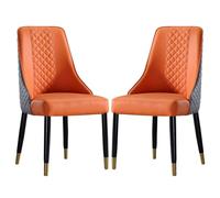 Set of 2 Diamond Pattern Dining Chairs with High Back, Solid Wood Legs - Elegant Accent Chairs for Living Room, Bedroom, and Reception Area.