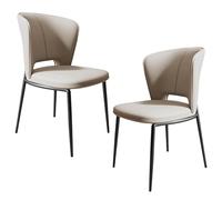 Set of 2 Dining Chair: Modern Leather Seat & Carbon Steel Legs Breathable Material, Non-Marking Feet for Small Dining Spaces