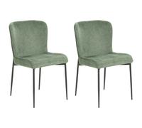 Beliani Set Of 2 Dining Chairs Ada Fabric Dark Green
